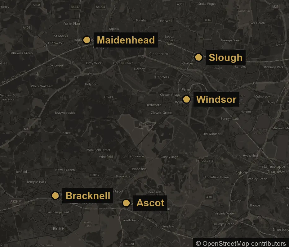Map of Windsor and Berkshire, the area Cavalry covers